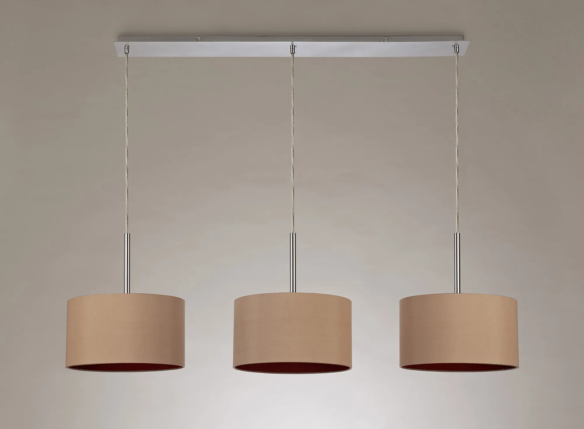 Baymont 30cm Shade 3 Light Pendant Polished Chrome, Antique Gold/Ruby DK0558  Deco Baymont CH AG